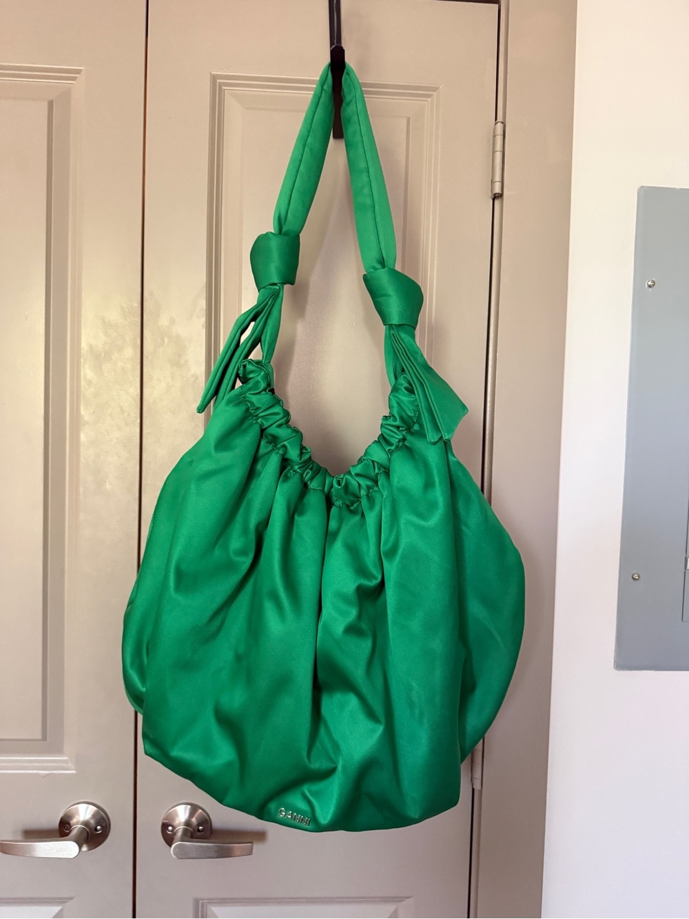 GANNI Green Gathered Shoulder Bag